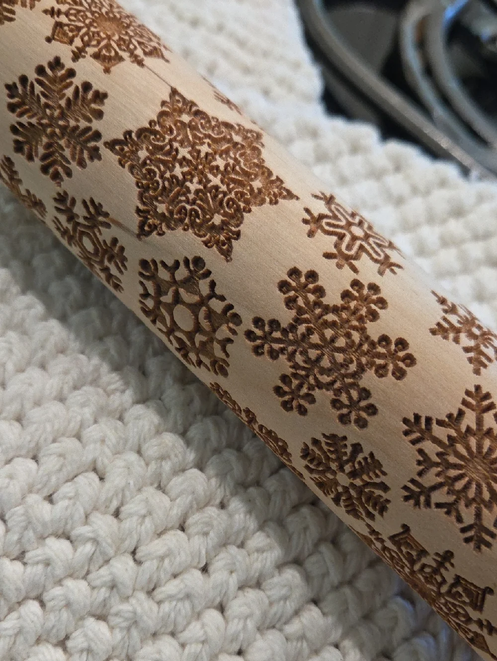 Snowflake Wooden‎ Holiday Christmas Embossed rolling pin